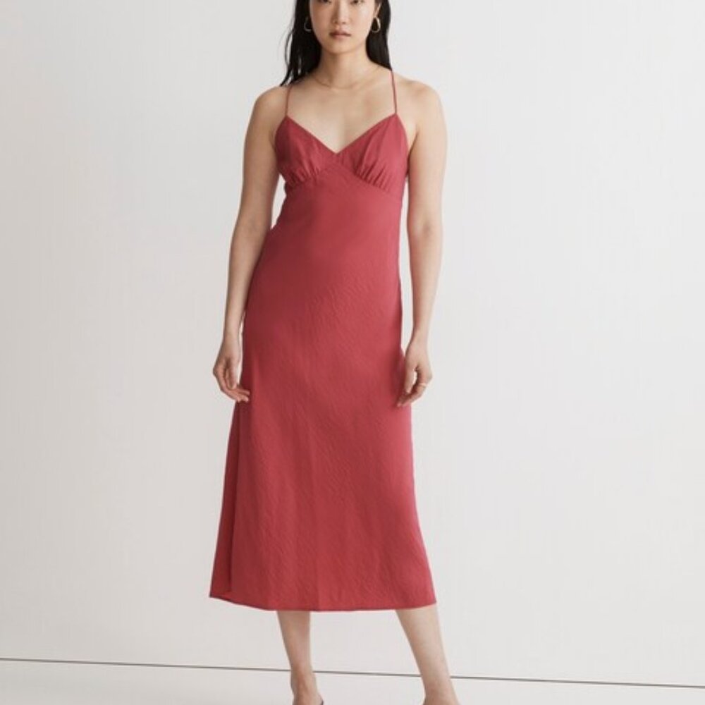 Madewell Layton Midi Slip Dress Rosy Hibiscus Pink Size 6 NWT